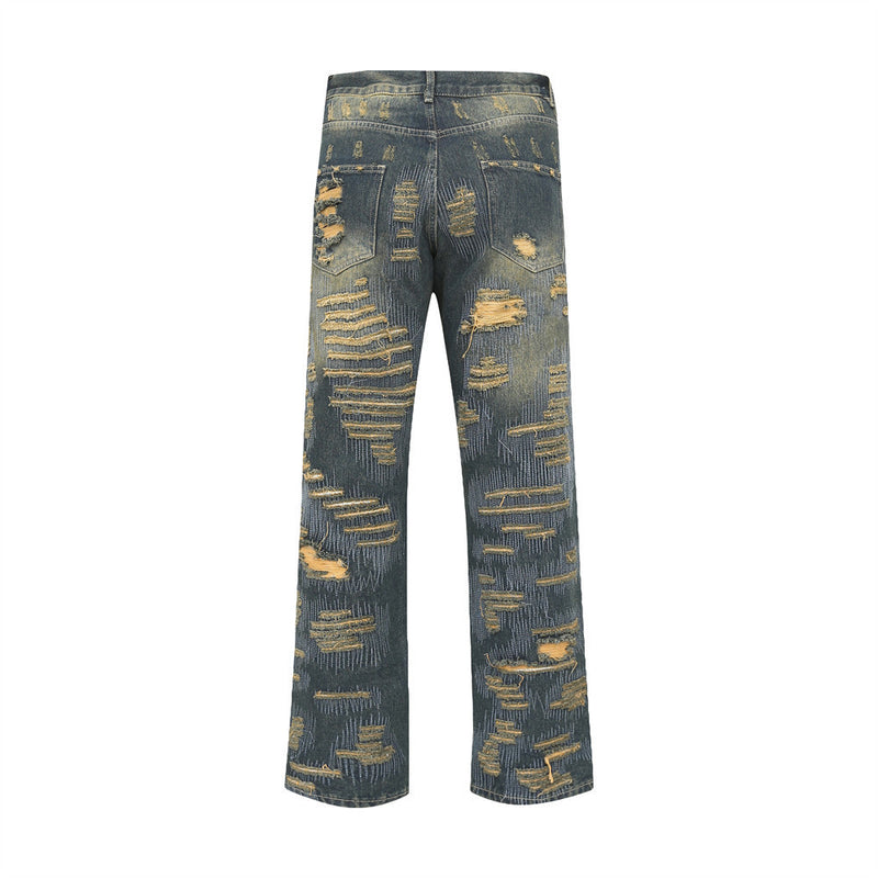 Men Jeans Ripped Hip Hop Punk Personality Design Distressed