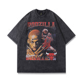 Men T-Shirt Vintage Rodman Print Oversize Distressed Loose