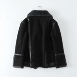 Women Cotton Coat Double-Sided Fur Suede Fabric Jacket