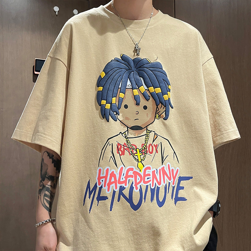 Men T Shirt Cartoon Print Oversize Summer