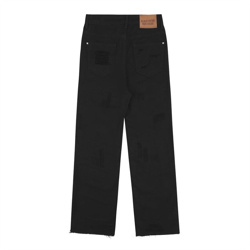Men Jeans Ripped Loose Burrs Versatile Casual