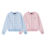 Ralph Lauren Knitted sweaters RL Pony Embroidered Checked Knitted Cardigan Crew Neck