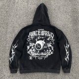 HS Hoodie Vintage Distressed Heavy Velvet Padded Loose