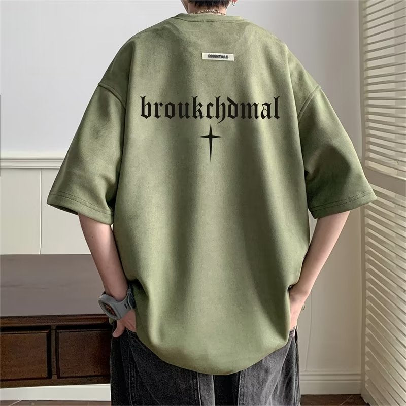 Men T Shirt Suede Heavy Summer