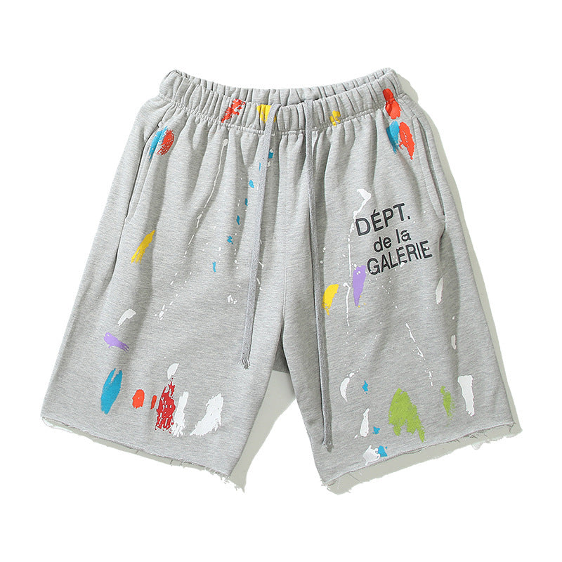 Gallery Dept Shorts Hand Painted Graffiti Ink Splashed Alphabet Casual Shorts