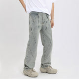 Men Jeans Loose Personality Design Stitching