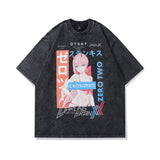 Men T-Shirt Retro Cartoon Washed Old All-Matching
