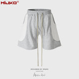 MIJKO Mens Shorts Spliced Side Large Pockets Shorts