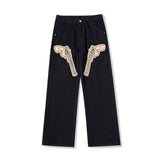 Men Jeans Embroidery Revolver Loose