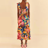 Bohemian Dress Pastoral Style Floral Print Sling Dress