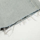 Men Jeans Hole Loose Burrs Casual Retro