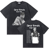 Washed Vintage Rapper Chris Brown 11:11 Tour Print T Shirt