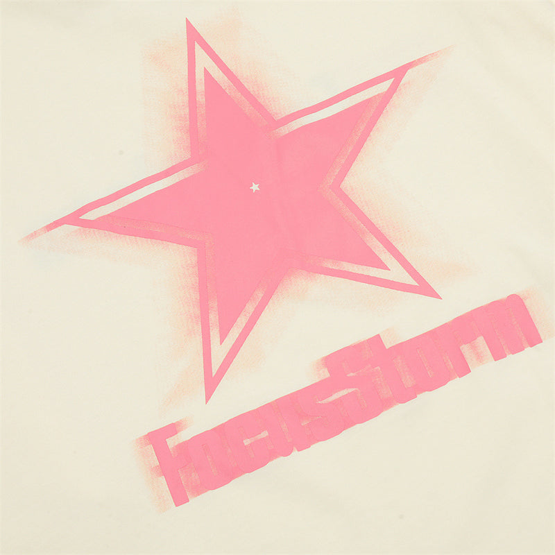 Men Long Sleeve T-Shirt Five-Pointed Star Printed round Neck Base T-shirt Cotton Long Sleeve