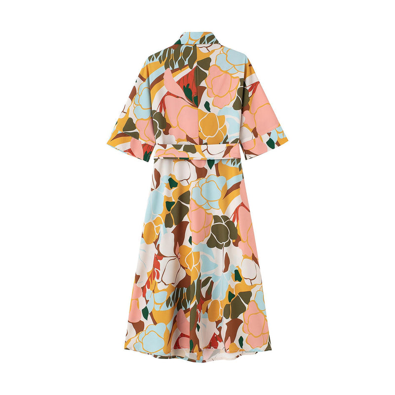 Women Dresses Summer Vintage Printed Shirt Dress
