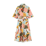 Women Dresses Summer Vintage Printed Shirt Dress