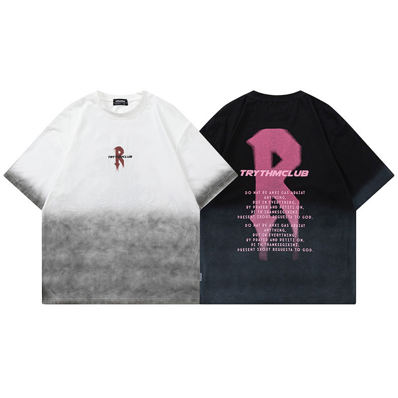 Men T-Shirt Retro Gradient Oversize