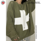 Kapital Sweater Hida Hehong Cross Pattern Ripped round Neck Sweater Pullover Long Sleeve Sweater