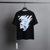 Ow T Shirts Blue Flame Skull Print for Men and Women