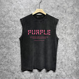 Purple Brand Distressed Tank T Shirts Distressed Sleeveless T-shirt Vest