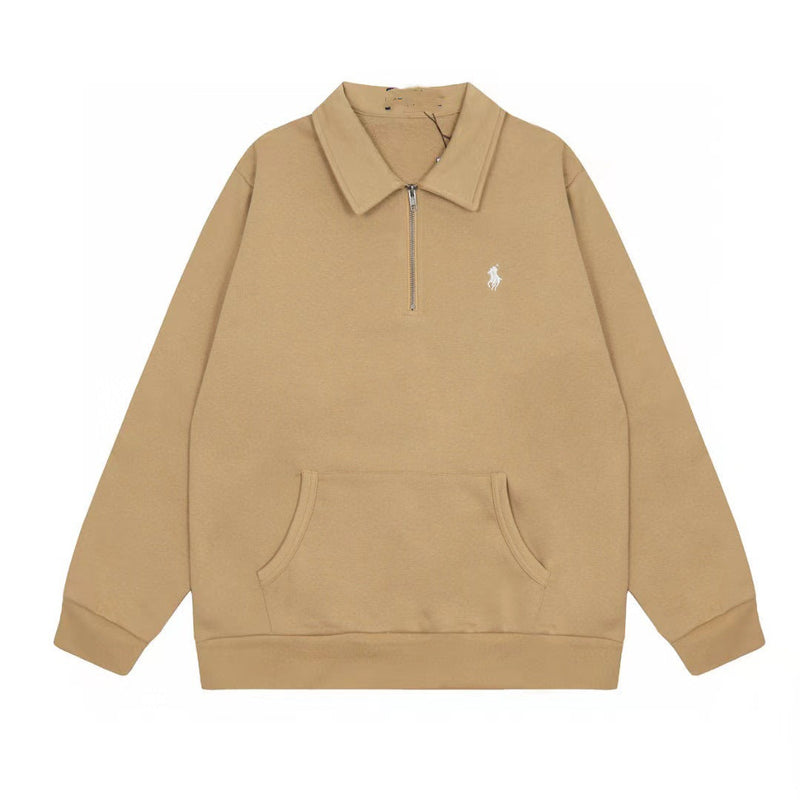 Ralph Lauren Coat RL Embroidery Lapel Niche Half Zipper