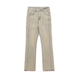 Men Jeans Topstitching Loose Casual Patchwork