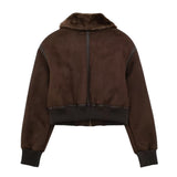 Women Cotton Coat Plush Polo Collar Jacket