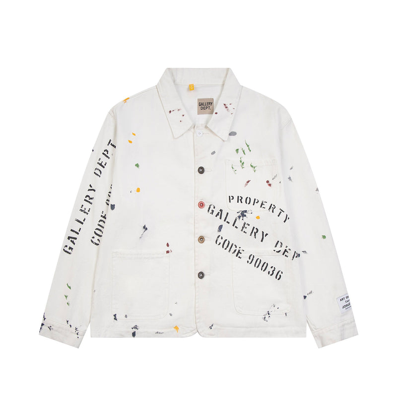 Gallery Dept Jacket Hand Painted Ink Splashing Multi Pocket Tooling Jacket Lapel Jacket