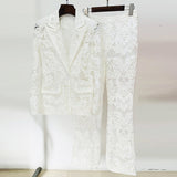 Women Haute Couture Co-Ords Mesh Embroidered Suit Two-Piece Set