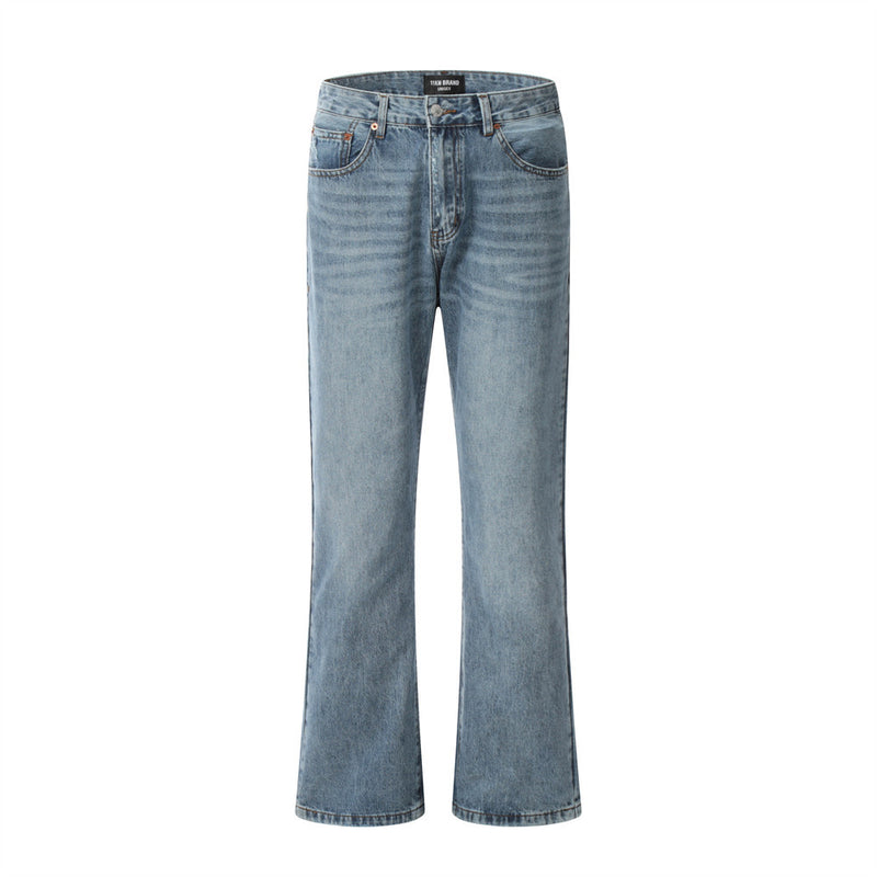 Men Jeans Worn-out Retro Loose Flared Pants