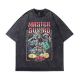 Men's T-Shirt Cartoon Vintage Print Oversize Heavy Distressed