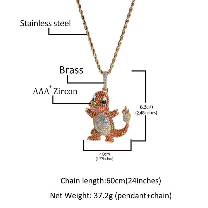 Jewelry Cartoon Dragon Pendant Copper Micro Zircon Animal Pokémon Spectrum