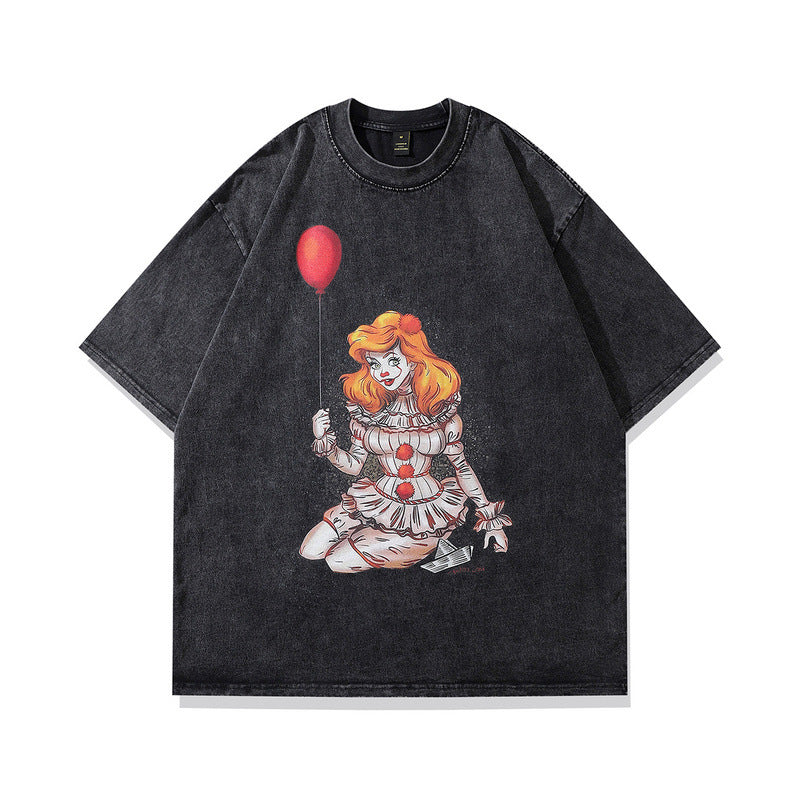 Men T-Shirt Anime Print Distressed