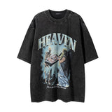 Men T-Shirt Printed Wash round Neck T Retro Short Sleeve T-shirt
