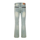 Men Jeans Ripped Rough Edges Distressed Cardigan with Buttons