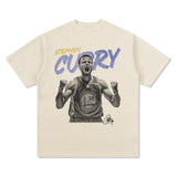 Stephen Curry Curry Short Sleeve Old NBA American Star Print