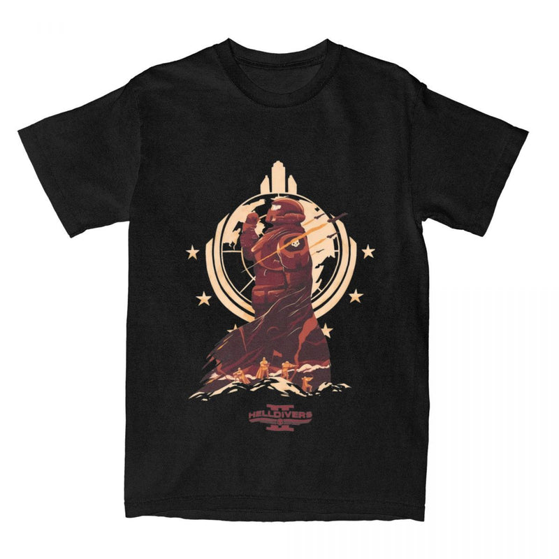 Helldivers 2 Game Malevelon Creek T Shirts Men's Cotton Vint