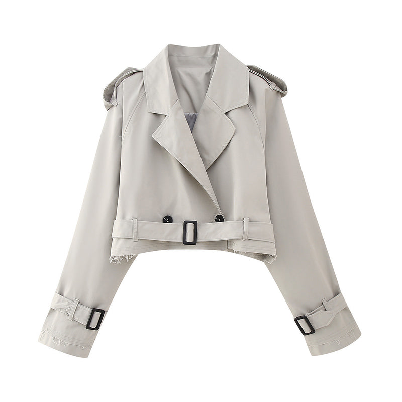 Women Trench Coat Belt Casual Trench Coat