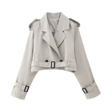 Women Trench Coat Belt Casual Trench Coat