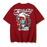 Off White T Shirts Cartoon Arrow Pattern Crew Neck Pullover Short Sleeves