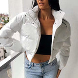 Women Cotton Coat Fashionable Warm Stand Collar Cotton Jacket