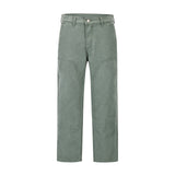 Men Jeans Solid Color Stitching Loose Leisure Workwear
