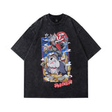 Men T-Shirt Vintage Cartoon Printed Distressed Short Sleeve T-shirt