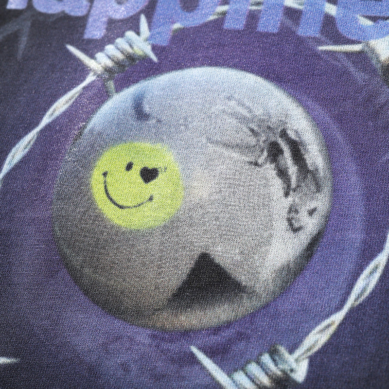 Men Long Sleeve T-Shirt Creative Science Fiction Smiley Face Printing Loose Casual