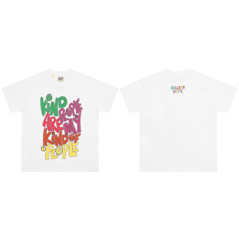 Gallery Dept T Shirts Crayon Hand-Painted Printed Short Sleeve Loose Men and Women