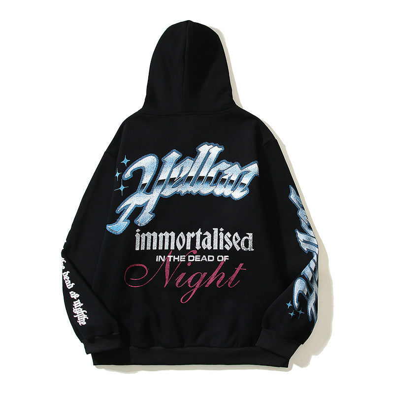 HS Hoodie Black Panther Print Loose Casual