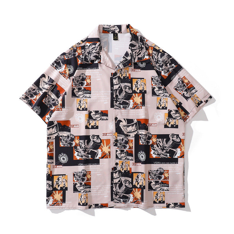 Short Sleeve Shirt Vintage Oversize Flower Shirt