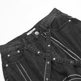 Men Jeans Spider Web Pattern Punk Style