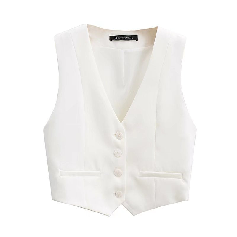 Women Vest Buckle Coat Vest
