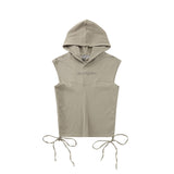 Men T-Shirt Hooded Sleeveless Top