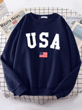 Usa American Flag Patriotic Street Hoody Women simple Oversize